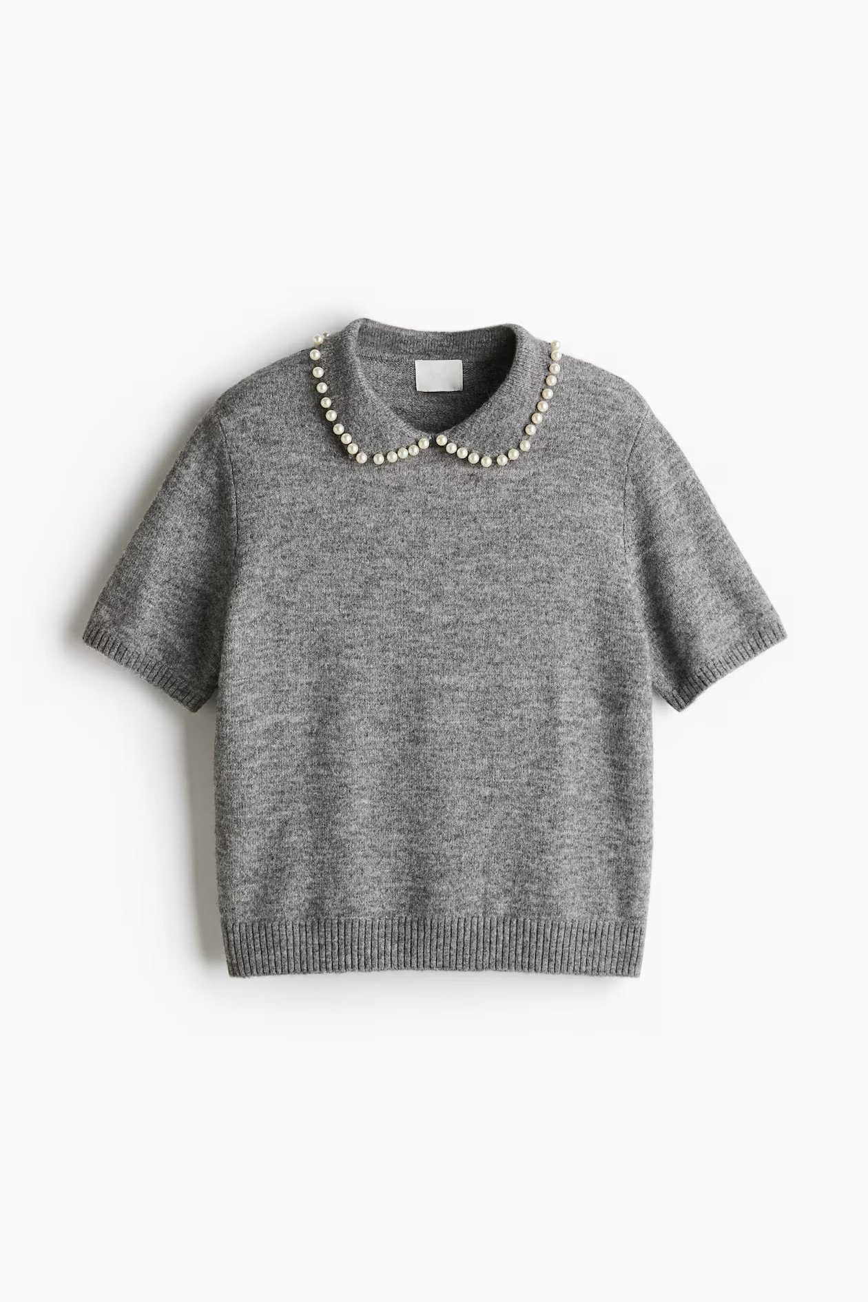 H&M Short-sleeved sweater with pearl collar