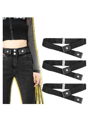 3x Stretch belt without buckle – elastic belt for men & women – stretchable up to 120 cm