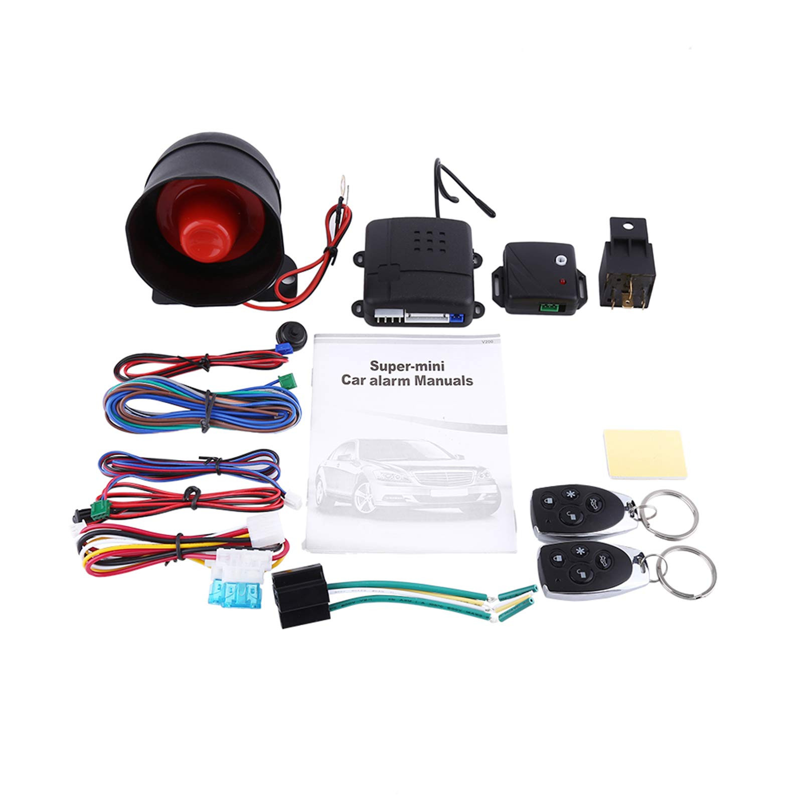 Car Horn Siren Alarm Universal Car Keyless Entry Alarm with 2 Universal Car Remote Controls