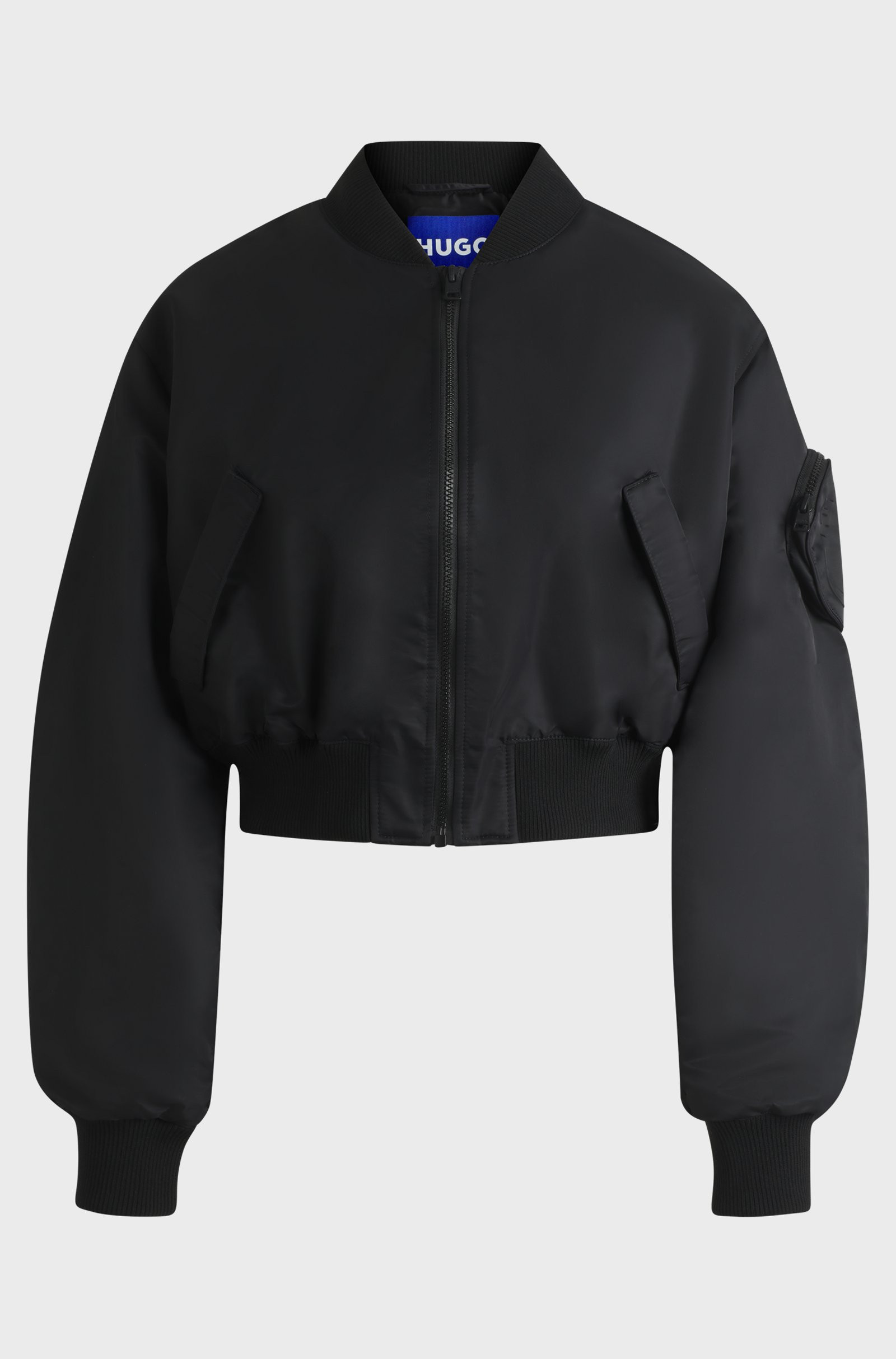 HUGO Water-repellent bomber jacket with attached Happy HUGO pocket