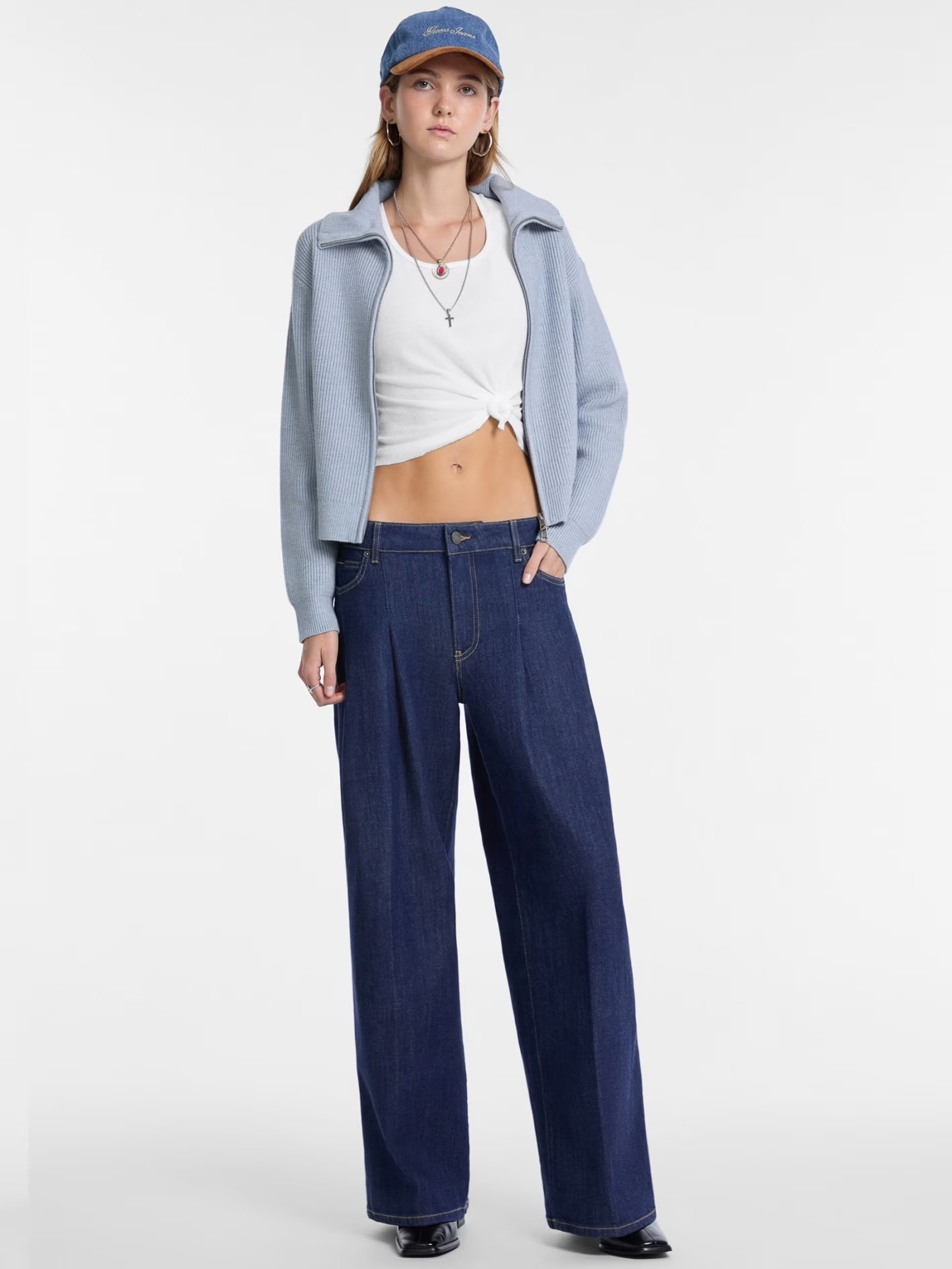 Guess G12 Pleated extra wide-leg jeans