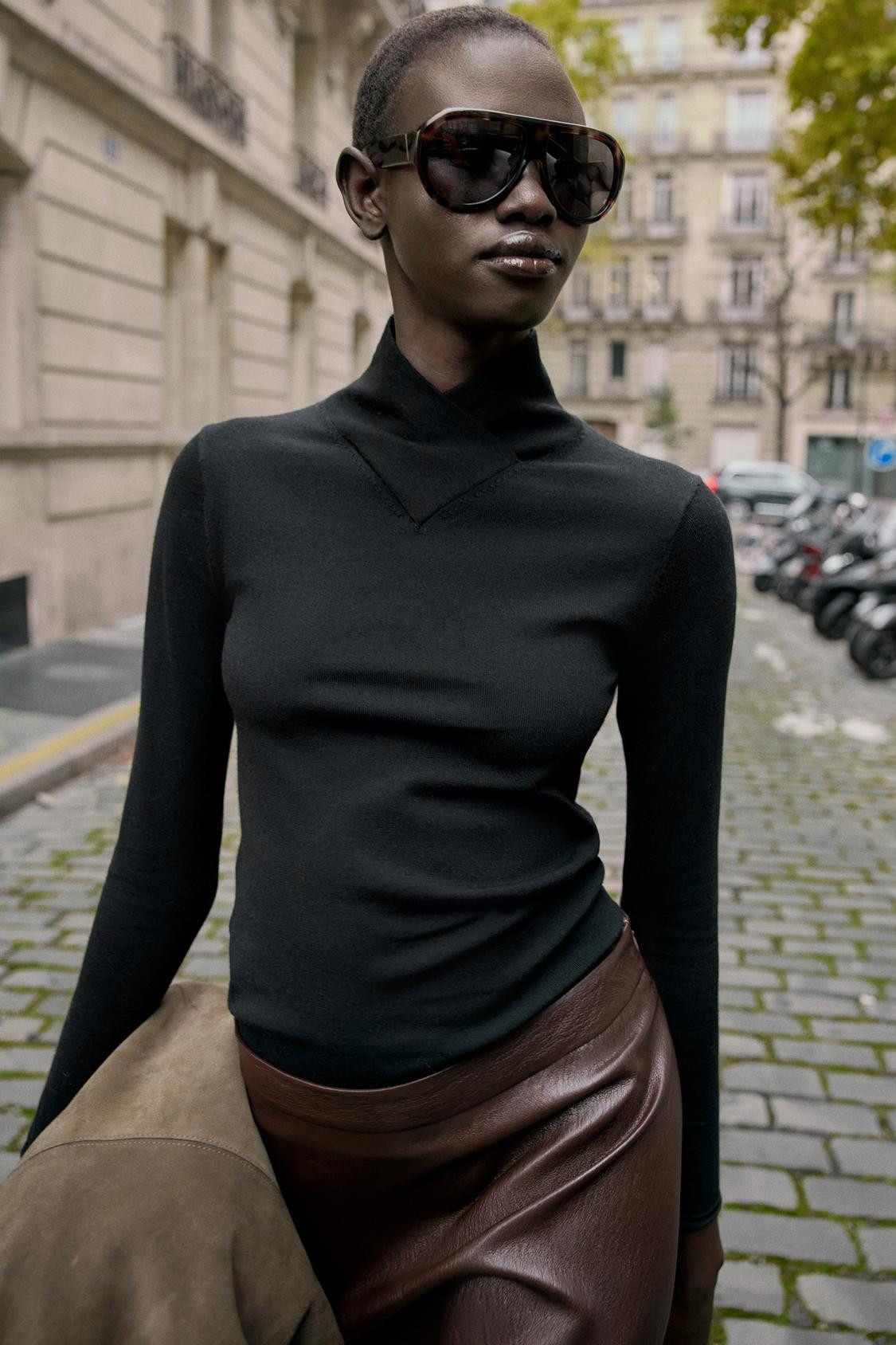 ZARA WOOL CROSSOVER HIGH NECK JUMPER