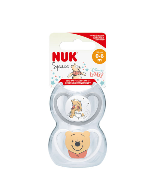 Space Disney silicone pacifier, grey/white, size 1, 0–6 months, 2 pieces, Nuk