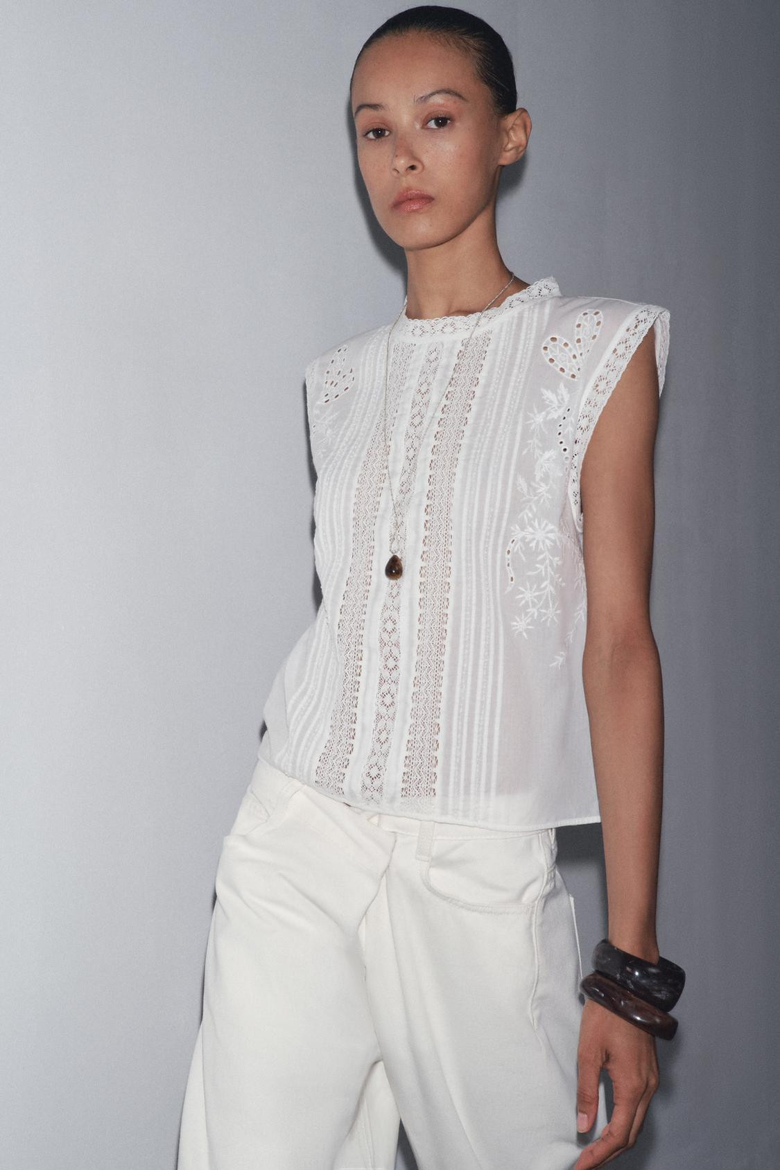 Zara  ZW COLLECTION LADDER STITCH SLEEVELESS BLOUSE