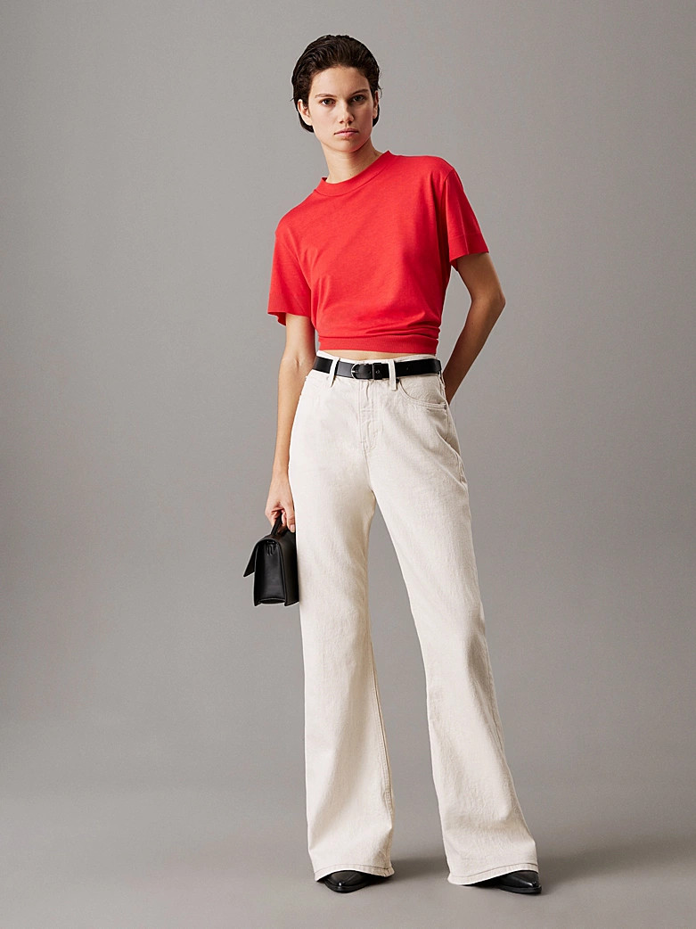 Calvin Klein Relaxed Flared Linen Blend Jeans