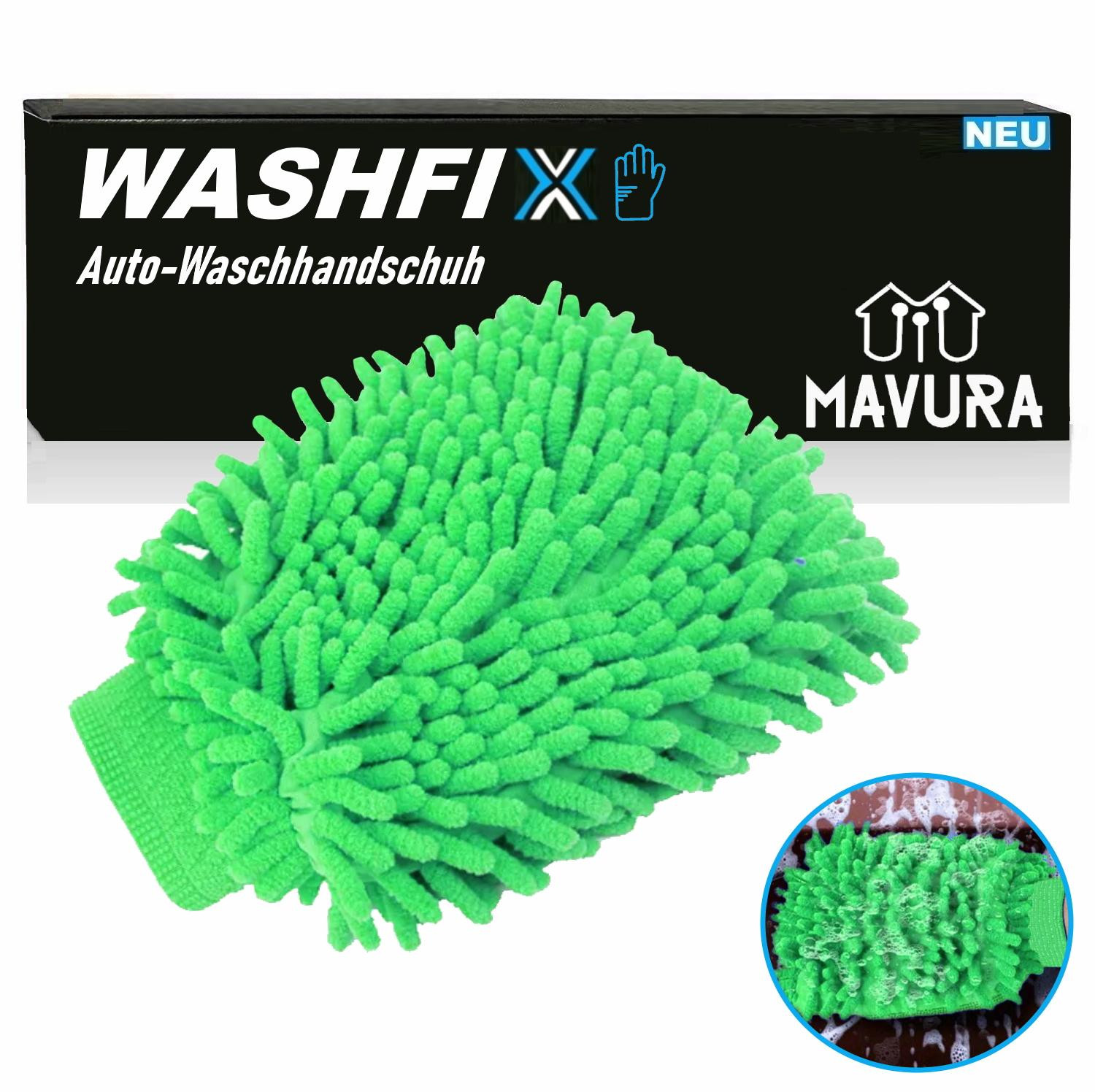 WASHFIX Professional Car Wash Glove Microfiber Glove Car Sponge Wash Brush